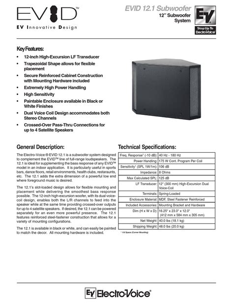 Electro-Voice EVID 12.1. Manual pdf manual